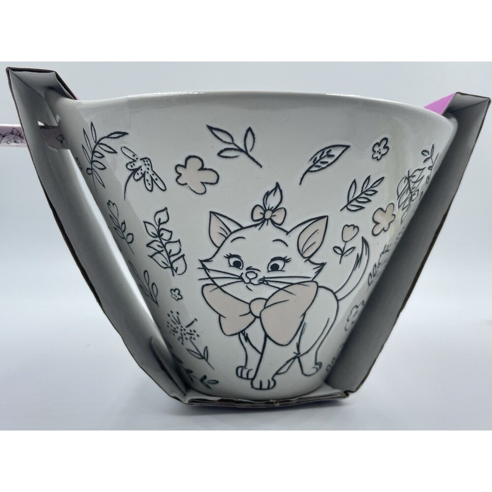 Disney The Aristocrats Marie Pink And White Ribbon Ramen Bowl With Chopsticks 💝
